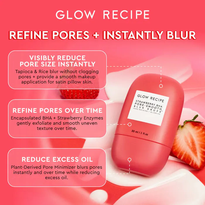 טיפות Strawberry BHA Pore Smooth Blur של Glow Recipe